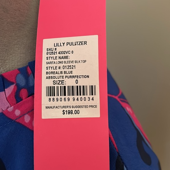 🆕 Lilly Pulitzer Sarita long sleeve 100% silk top - Picture 2 of 3